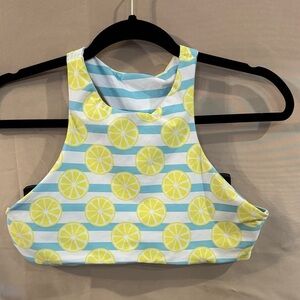 Source Unknown Blue and White Bikini Swim Top